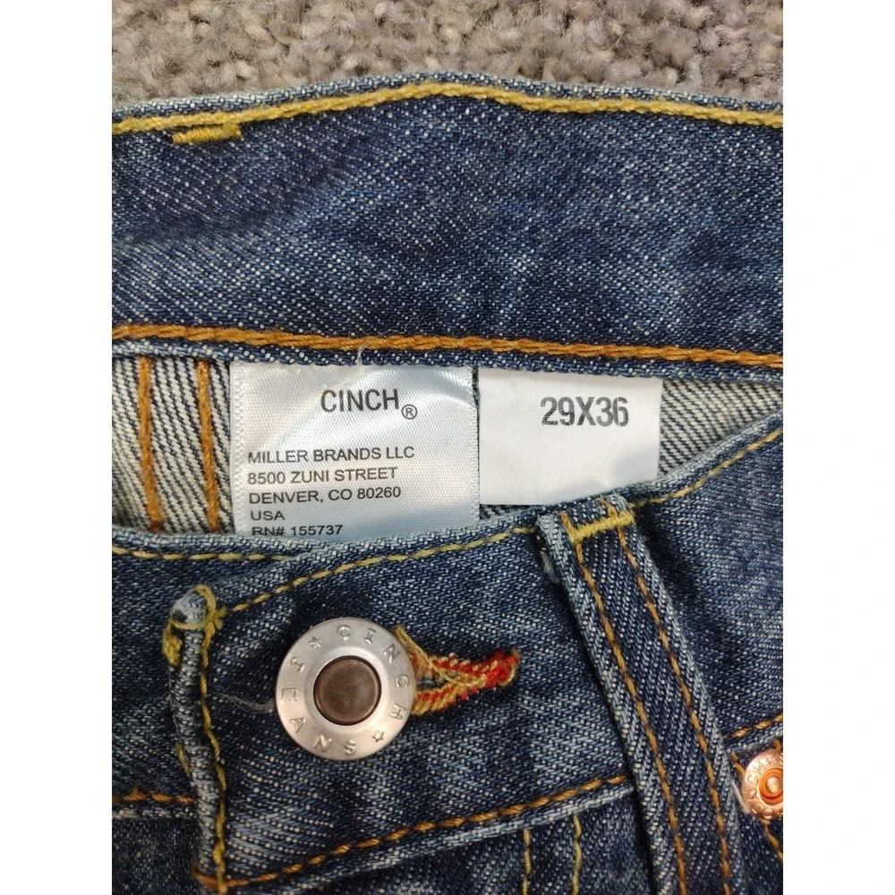 Cinch Men's White Label Relaxed Fit Jeans Dark Stonewash Indigo Size 29x36 NWT